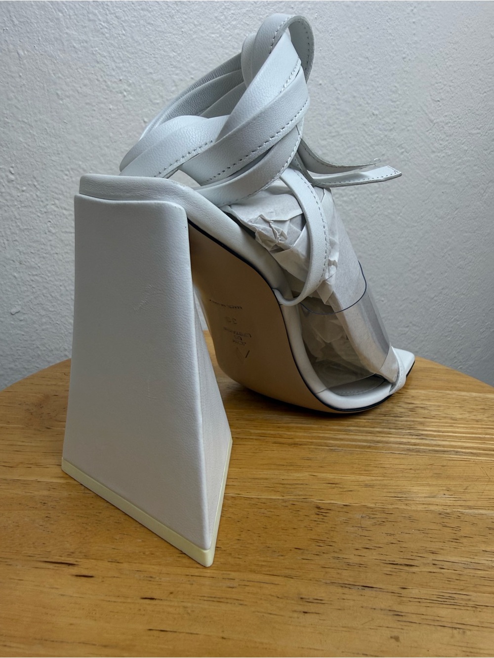 The Attico Isa Vinyl Leather Wrap Sandal White Sculptural Heel EU 38 - Picture 7 of 11